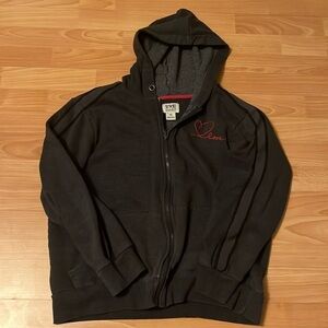 Ellen DeGeneres Love Grey hoodie size 1X, heart sweater, zippered